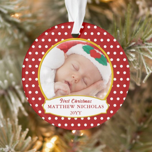 Red Baby's First Christmas Photo Ornament (Arbre)