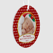 Red Baby's First Christmas Photo Ornament (devant)