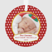 Red Baby's First Christmas Photo Ornament (dos)