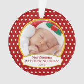 Red Baby's First Christmas Photo Ornament (devant)