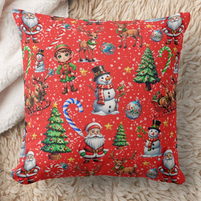 Red Background Christmas Decorative Pattern Kussen (Creator heeft geüpload)