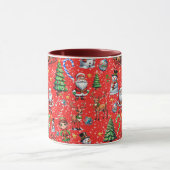 Red Background Christmas Decorative Pattern Mok (Midden)