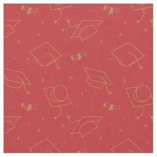 Red Background Graduy Cap Toss Stof