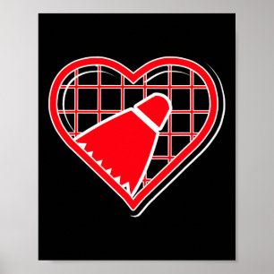 Red Badminton Heart voor badmintonliefhebbers Poster