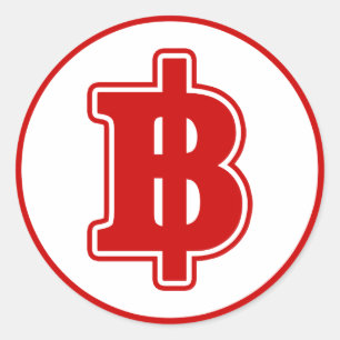 RED BAHT SIGN ฿ Thai Money ฿ Ronde Sticker