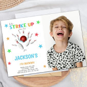 Red Ball Bowling Anniversaire Invitations avec pho