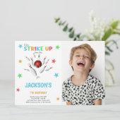 Red Ball Bowling Anniversaire Invitations avec pho (Debout devant)