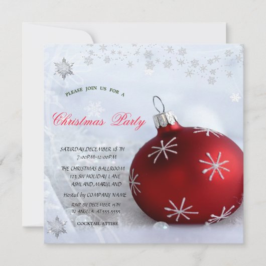 Red Ball Snowflakes kerst Korporte Partij Kaart (Voorkant)