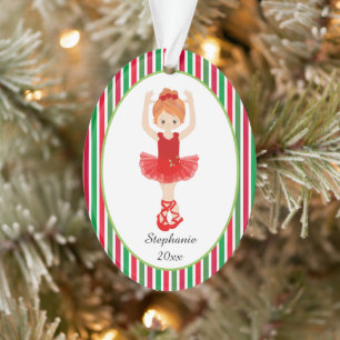 Red Ballerina Stripes Noël personnalisé