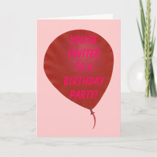 Red Balloon Birthday Party Invitation Kaarten