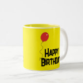 Red Balloon Happy Birthday Yellow Mug (Devant droit)