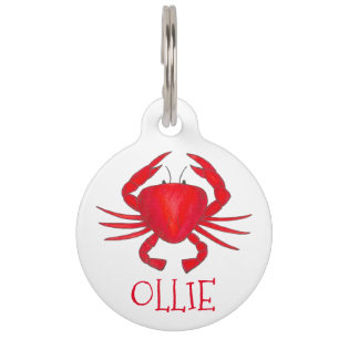 Red Baltimore Maryland Hardshell Crab gepersonalis Huisdierpenning
