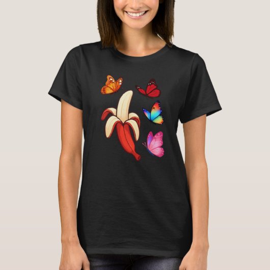 Red Banana and Butterflies T-shirt (Voorkant)