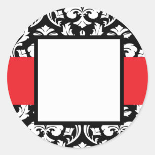 Red Band Damask Ronde Sticker