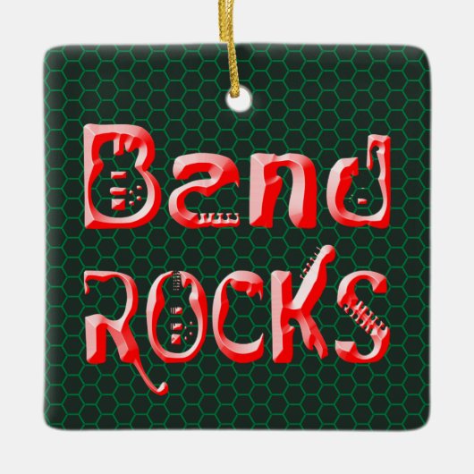 Red Band Rocks in het rood Keramisch Ornament (Voorkant)