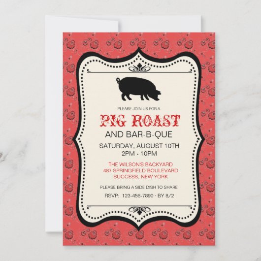 Red Bandana Bar-B-Que Invitation Kaart (Voorkant)