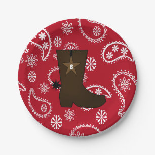 Red Bandana Cowboy Boot Paper Borden Papieren Bordje