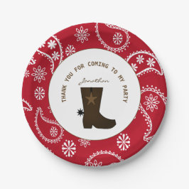 Red Bandana Cowboy Boot Personated Birthday Papieren Bordje