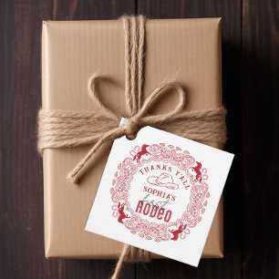 Red Bandana First Rodeo Bedankt voor je plezier Ta Bedankjes Labels