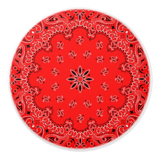 Red Bandana Keramische Knop (Voorkant)