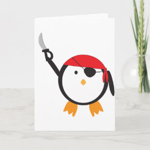 Red Bandana Pirate Penguin Feestdagen Kaart