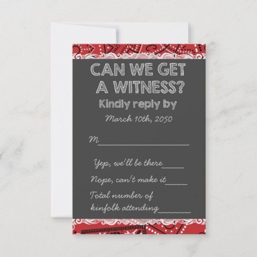 Red Bandana Rustic Chalkboard Country Wedding RSVP (Voorkant)