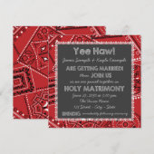 Red Bandana rustieke land krijtbord bruiloft Kaart (Voorkant / Achterkant)