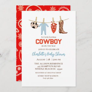 Red Bandana Western Cowboy Invitation d'anniversai