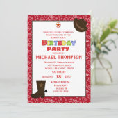 Red Bandana Western Cowboy Invitation d'anniversai (Debout devant)