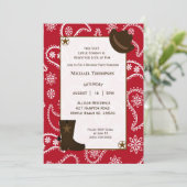 Red Bandana Western Cowboy Invitation d'anniversai (Debout devant)