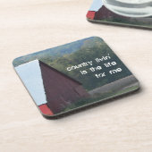 Red Barn Autumn Trees Bier Onderzetter (Linkerzijde)