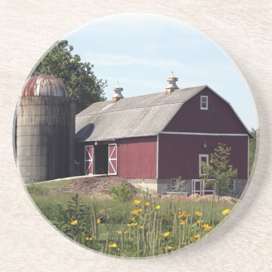 Red Barn Beverage Coaster Zandsteen Onderzetter (Voorkant)