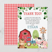 Red Barn Blue Tractor Farm Anniversaire Carte de r (Devant / Derrière)