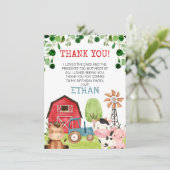 Red Barn Blue Tractor Farm Anniversaire Carte de r (Debout devant)