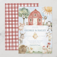 Red Barn Boerderij Animal Baby shower Invitation