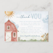 Red Barn Boerderij Dier Dank u kaart Brief Nota (Voorkant)