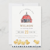 Red Barn Chicks Ferme Aquarelle Invitation d'anniv (Devant)