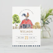 Red Barn Chicks Ferme Aquarelle Invitation d'anniv (Debout devant)