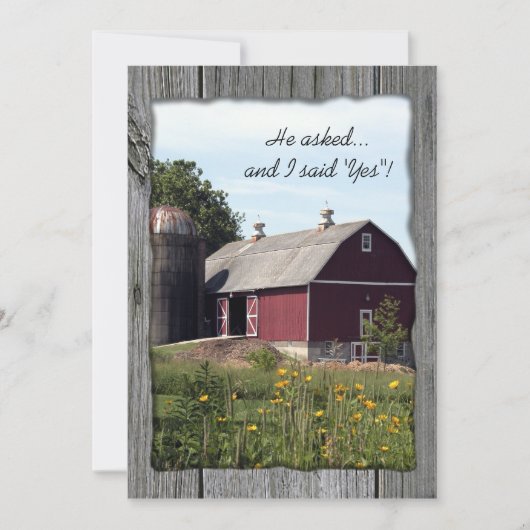 Red Barn Country Engagement Party Invitation (Devant)