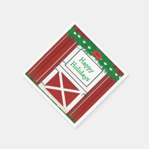 Red Barn door Custom Holiday Party Napkins Servetten