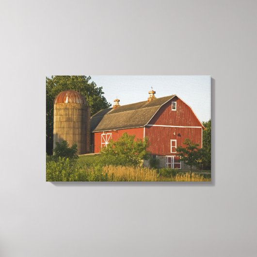 Red Barn en Silo Canvas Afdruk (Voorkant)