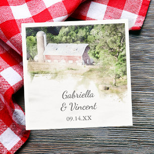Red Barn en Silo Country Boerderij Wedding Napkins Servet
