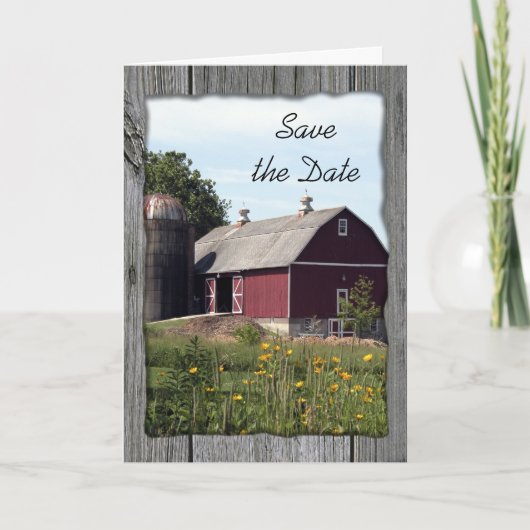 Red Barn en Silo Country Wedding Save the Date Aankondiging (Voorkant)