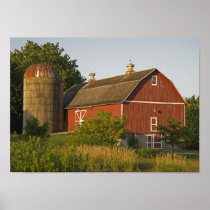 Red Barn en Silo Poster