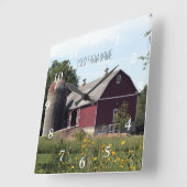 Red Barn en Silo Vierkante Klok (Hoek)
