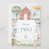 Red Barn Farm Animal Anniversaire Fête Invitation (Devant)