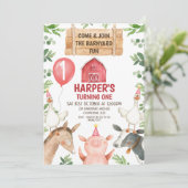 Red Barn Farm Barnyard Fun Anniversaire Invitation (Debout devant)