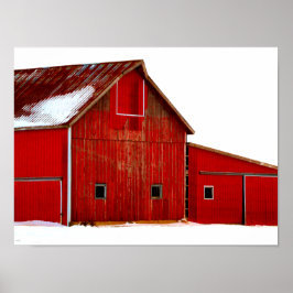 Red Barn Farmhouse Poster Print Wall Art