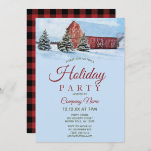 Red Barn Forest Corporate Holiday Kerstfeest Kaart