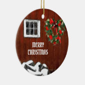 Red Barn Kerstmis Keramisch Ornament (Rechts)